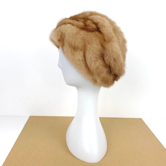 Pastel Mink Fur Hat Bucket Style Genuine Fur Sz 22" - Picture 4 of 15